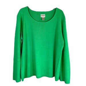 CHICO'S Green Long Sleeve Sweater - Size 2 (L)